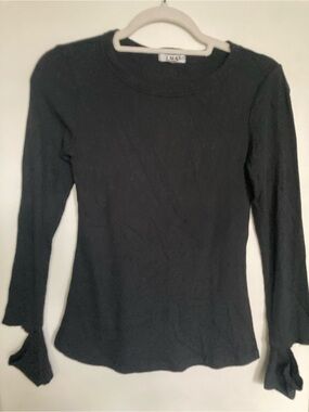 LNA Los Angeles Black Ribbed Long Sleeve Top Cut off Cuffs size XS